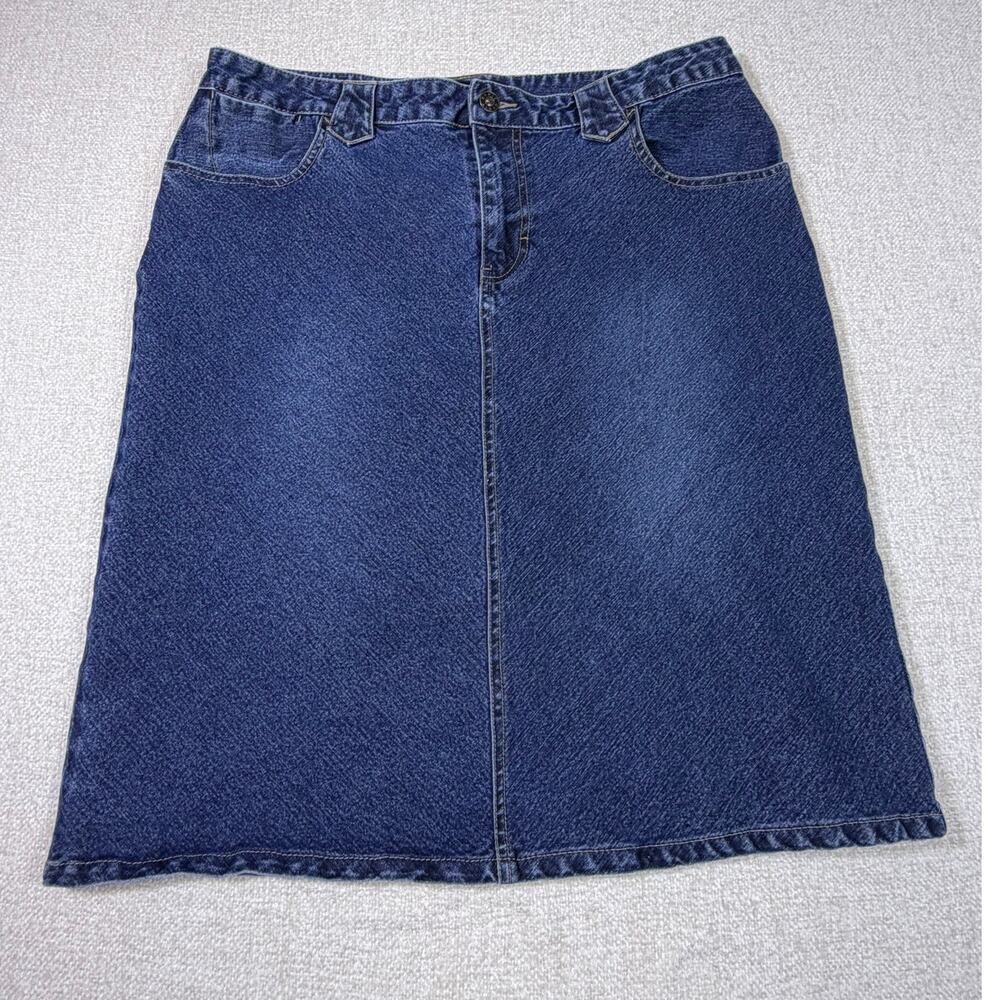 Kikit Women 16 Blue Straight Midi Denim Summer Jean Skirt  Cruise Preppy